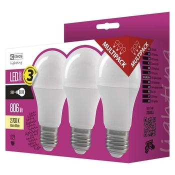 LED žárovka EMOS CLASSIC A60 9W(60W) 3ks