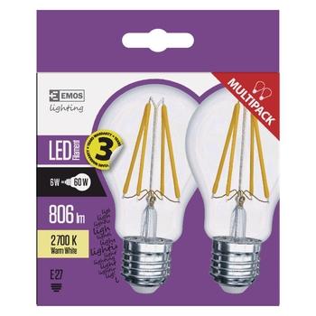 LED žárovka EMOS FIALEMENT A60 6W(60W) 2ks