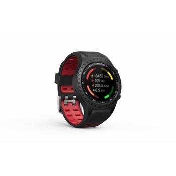 EVOLVEO SportWatch M1S, chytré sportovní hodinky s podporou SIM, červenočerný pásek