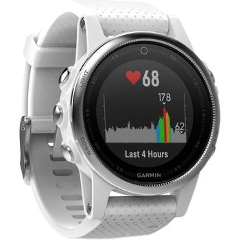 Chytré hodinky GARMIN fenix5S Silver Optic, White band, stříbrná/bílá (silver/white)