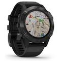 GARMIN GPS chytré hodinky fenix6 Glass, Black/Black Band (MAP/Music)