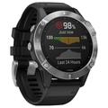 GARMIN GPS chytré hodinky fenix6 Glass, Silver/Black Band