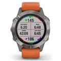 GARMIN GPS chytré hodinky fenix6 Sapphire, Titanium/Orange Band (MAP/Music)