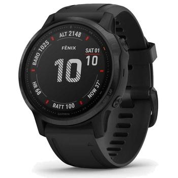 GARMIN GPS chytré hodinky fenix6S Glass, Black/Black Band (MAP/Music)