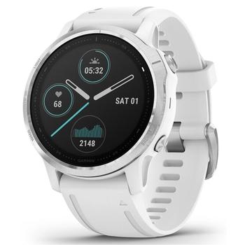 Chytré hodinky GARMIN fenix 6S Glass, Silver/White Band