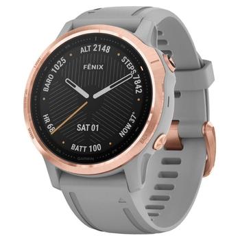 Chytré hodinky GARMIN fenix6S Sapphire, RoseGold/Gray Band (MAP/Music), šedá/zlatá (gray/gold)