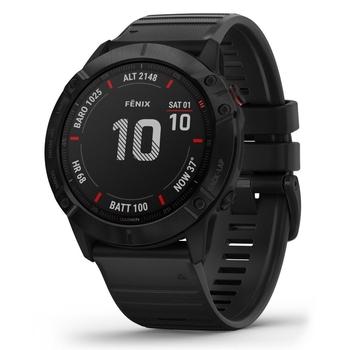 Chytré hodinky GARMIN fenix6X Glass, Black/Black Band (MAP/Music), černá (black)
