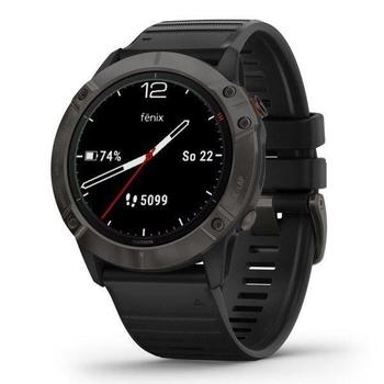 Chytré hodinky GARMIN fenix6X Sapphire, GrayDLC/Black Band (MAP/Music), šedá/černá (gray/black)