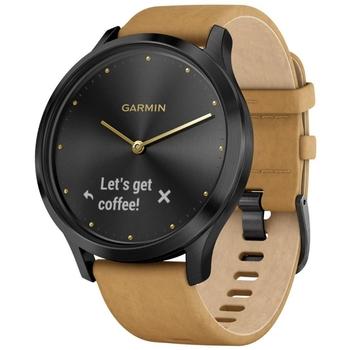 GARMIN stylové/chytré hodinky vívomove Optic Premium Black, Tan band (velikost Unisex)