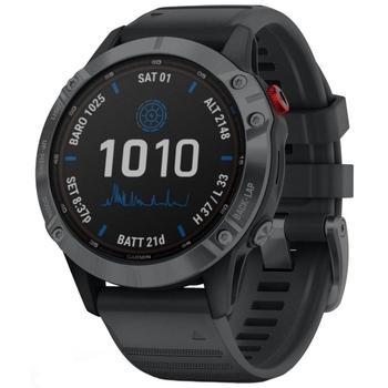 Chytré hodinky GARMIN fenix 6 PRO Solar, Gray/Black Band (MAP/Music)