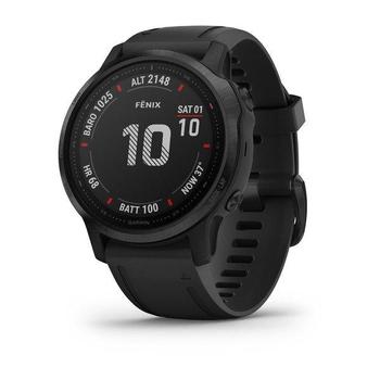 Chytré hodinky GARMIN fenix 6S PRO Glass, Black/Black Band (MAP/Music)