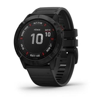 Chytré hodinky GARMIN fenix 6X PRO Glass, Black/Black Band (MAP/Music)