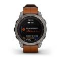 Chytré hodinky GARMIN fenix 7 PRO Sapphire Solar Style, Titan/ Brown Leather Band