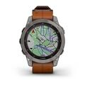 Chytré hodinky GARMIN fenix 7 PRO Sapphire Solar Style, Titan/ Brown Leather Band
