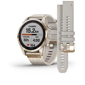 Chytré hodinky GARMIN fenix 7S PRO Sapphire Solar Style, Titan Cream Gold ?/ Cream Nylon Band