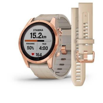 Chytré hodinky GARMIN fenix 7S PRO Sapphire Solar Style, Titan Rose Gold / Limestone Leather Band