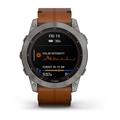 Chytré hodinky GARMIN fenix 7X PRO Sapphire Solar Style, Titan/ Brown Leather Band