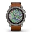 Chytré hodinky GARMIN fenix 7X PRO Sapphire Solar Style, Titan/ Brown Leather Band