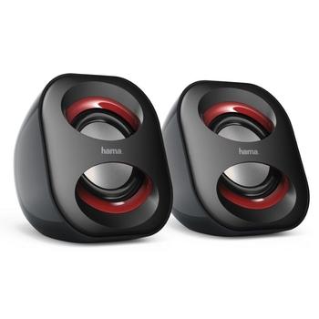 HAMA reproduktory k notebooku a PC Sonic Mobil 183/ 2.0/ 3W/ 3,5 mm jack/ USB/ černo-červené