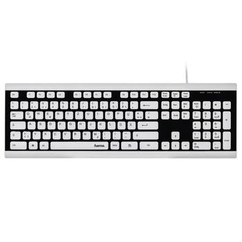 HAMA klávesnice Covo/ drátová/ VODĚODOLNÁ/ USB/ CZ+SK/ černo-bílá