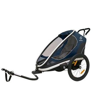 HAMAX Outback One - jednomístný vozík za kolo vč. ramena + kočárkový set - Navy/White, polohovací