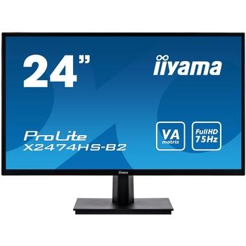 24'' iiyama X2474HS-B2: VA, FullHD@75Hz, 250cd/m2, 4ms, VGA, HDMI, DP, černý