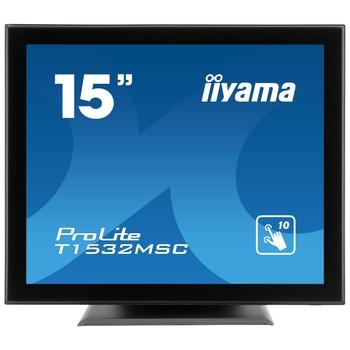 15'' iiyama T1532MSC-B5AG: TN, XGA, capacitive, 10P, 315cd/m2, VGA, DP, HDMI, černý