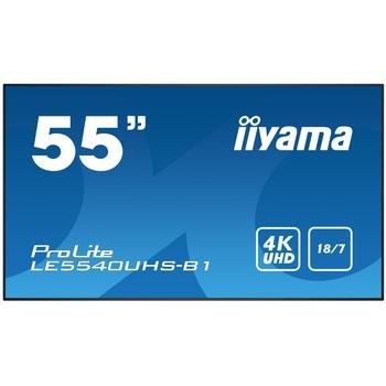 55'' iiyama LE5540UHS-B1 - AMVA3,4K UHD,8ms,350cd/m2, 4000:1,16:9,VGA,HDMI,DVI,USB,RS232,RJ45,repro