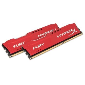 2 paměťové moduly KINGSTON DIMM 8GB (2x4GB) DDR3-1866MHz HyperX Fury, červená (red)