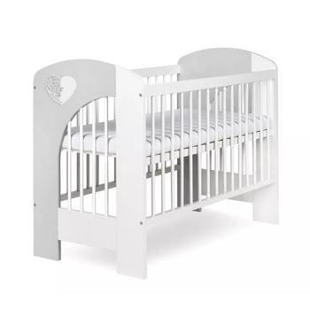 Dětská postýlka KLUPS NEL Srdce 120 x 60 cm bílo-šedá
