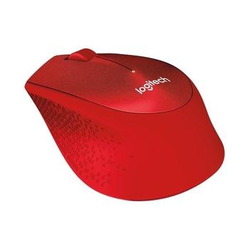 Logitech myš Wireless M330 Silent Plus, optická, bezdrátová, 3 tlačítka, červená