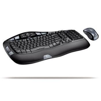 Sada bezdrátové klávesnice a myši LOGITECH Cordless Desktop Wave, černo-modrý (black-blue)