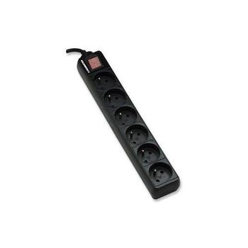  MANHATTAN přepěťová ochrana 6 zásuvek 230V 3m, černá (black)