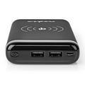 NEDIS PowerBank s bezdrátovou nabíječkou/ 10 000 mAh/ Qi technologie/ 2 x 2.1 A/ 2 x USB výstupy/ če