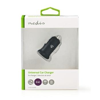 USB nabíjecí autoadaptér, USB nabíjecí 2400mA max., DC 12/24V, černý   CCHAU240ABK