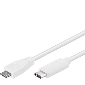  PREMIUMCORD USB-C/male - USB 2.0 Micro-B/Male, bílá