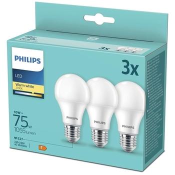 LED žárovka PHILIPS klasik, 10W, E27, teplá bílá, 3ks