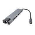 PremiumCord USB-C na HDMI + USB3.0 + USB2.0 + PD + SD/TF + RJ45 adaptér