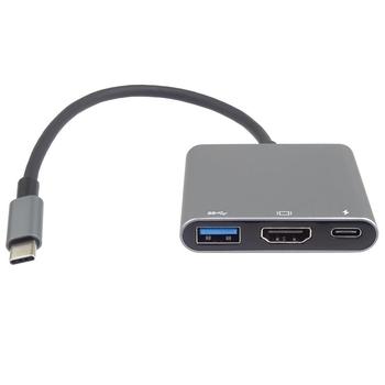 Adaptér PREMIUMCORD Adaptér USB-C na HDMI, USB3.0, PD, černý (black)