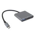 PremiumCord Adaptér USB-C na HDMI + USB3.0 + PD, rozlišení 4K a FULL HD 1080p