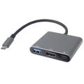 PremiumCord Adaptér USB-C na HDMI + USB3.0 + PD, rozlišení 4K a FULL HD 1080p
