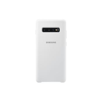Zadní silikonový kryt na mobil SAMSUNG Silicone Cover S10+, bílá (white)