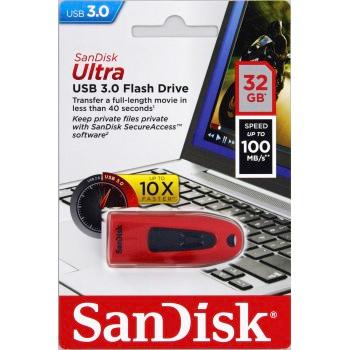 Přenosný flash disk SANDISK Ultra 32GB, červená (red)