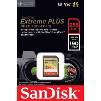 Paměťová karta SANDISK Extreme PLUS SDXC 256GB 190MB/s V30 UHS-I