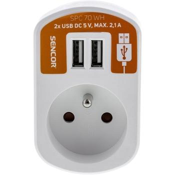 Zásuvka s USB SENCOR SPC 70 WH USB, bílý (white)
