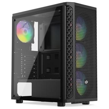 SilentiumPC skříň MidT Signum SG1V EVO TG ARGB / 2x USB 3.0 / 4x 120mm ARGB fan / tvrzené sklo / čer