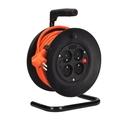 Solight prodlužovací přívod na bubnu, 4 zásuvky, 15m, oranžový kabel, 3x 1,5mm2 - PB23O