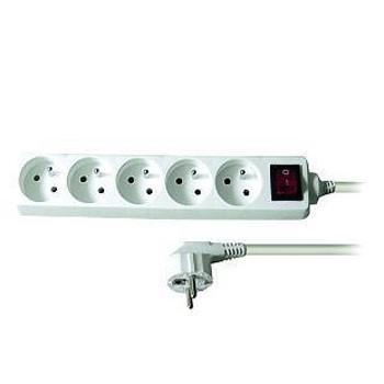 Solight prodlužovací přívod, 5 zásuvek, bílý, vypínač, 3m - PP52