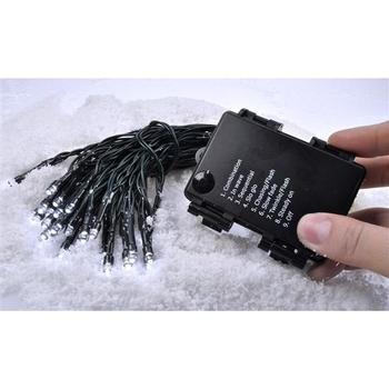 Solight LED venkovní vánoční řetěz, 50LED, 5m, 3m přívod, 8 funkcí, IP44, 3x AA, teplá bílá - 1V53-W