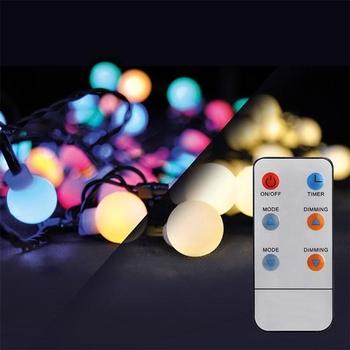 Solight LED 2v1 venkovní vánoční řetěz, koule, dálkový ovladač, 200LED, RGB+bílá, 20m+5m, 8 funkcí, 